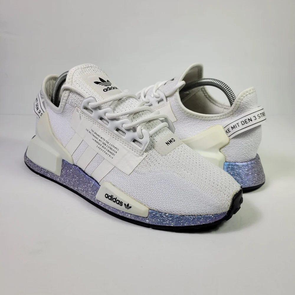 Adidas Originals Men NMD R1 V2 White Speckled Sneakers Sz 8 [GX5163]
